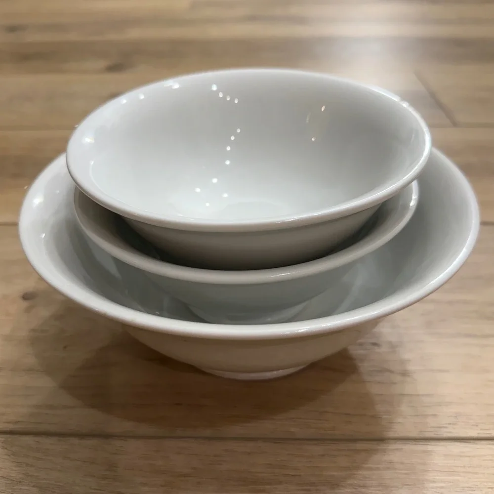 Vintage Pillivuyt France White Porcelain Footed Bowls Set of 3 French Bistro